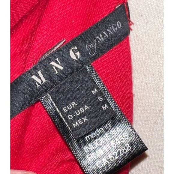 MNG By Mango Red Long Sleeve Ruched Dress Sz Medium Womens Buckle Back - Picture 4 of 16